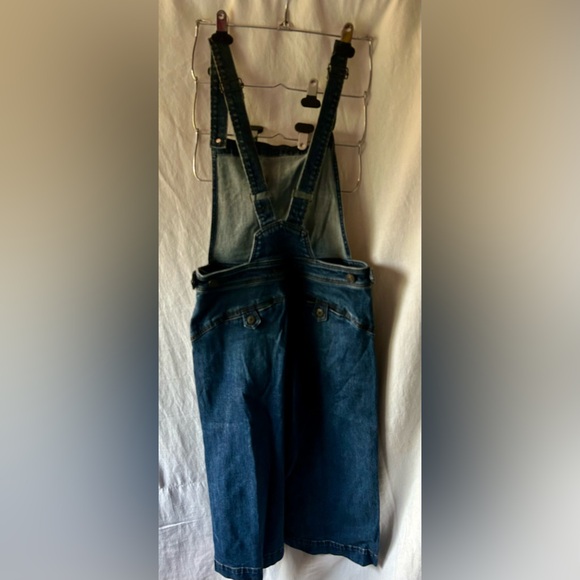 Free People Dark Wash Wide Leg Cropped Denim Overalls Womens 8 - Picture 2 of 3